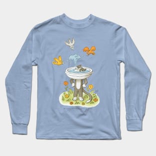 Cat Birdbath Long Sleeve T-Shirt